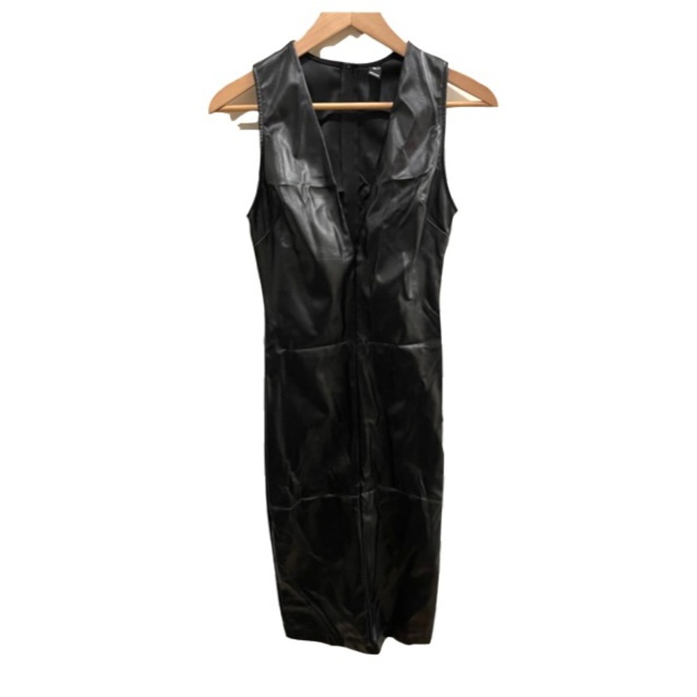 Vintage black faux leather bodycon dress Windsor S